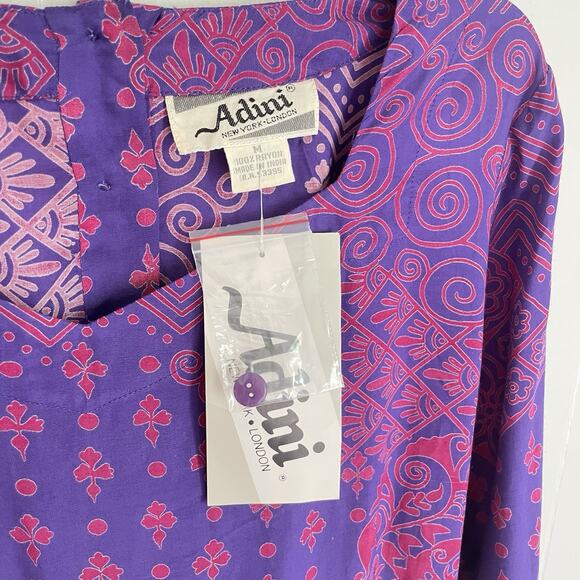 Vintage 70s Adini India Dress NWT S/M Boho Hippie Patchwork Purple Midi - Picture 4 of 11